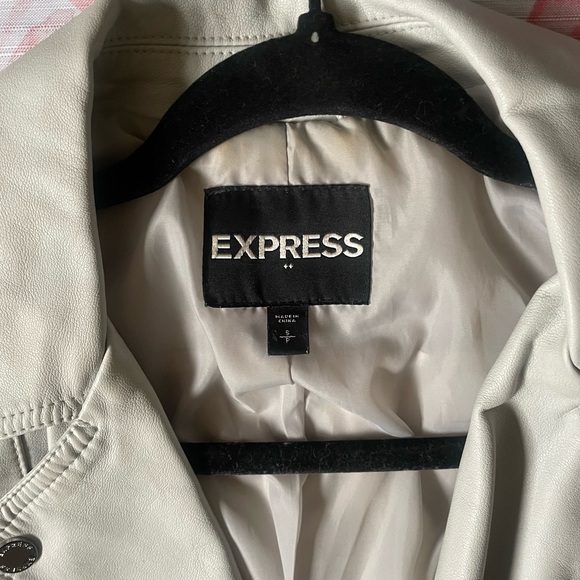 EXPRESS Faux Leather Jacket Beige with Silver Hardware - Picture 3 of 8